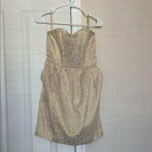 H&M Gold/Cream Strapless dress, Sz 6
